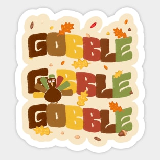 Gobble Gobble Thanksgiving Day Text Sticker